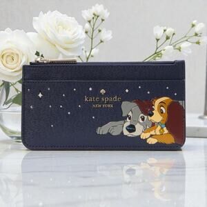 Disney X Kate Spade New York Lady And The Tramp Large Card Holder In Navy KH620